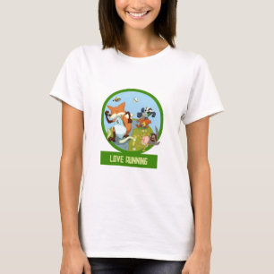 Camiseta Amor Correndo Corrida Engraçada de Animais da Flor