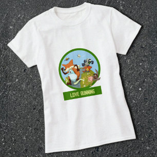 Camiseta Amor Correndo Corrida Engraçada de Animais da Flor