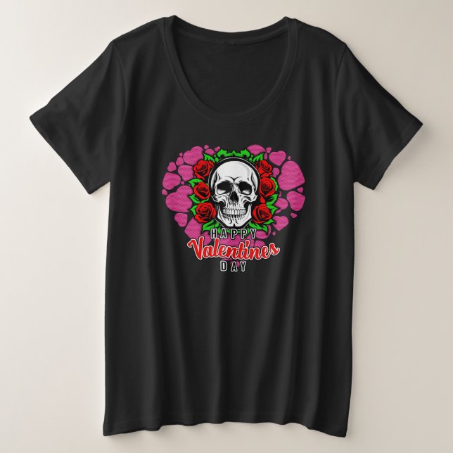 Camiseta Amor crânio - Camisa-T mais feminina (Frente do Design)