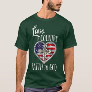Camiseta Amor Cristão Patriótico à Fé do País em Deus H