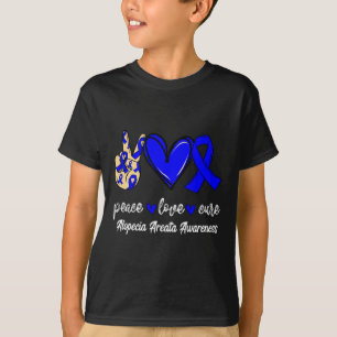 Camiseta Amor Cure Alopecia Areata Azul Fita Consciência