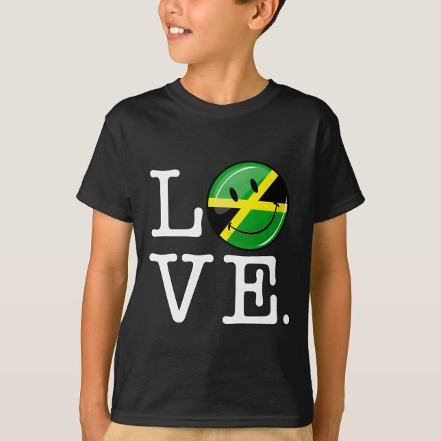 Camiseta Amor da Jamaica Sorrindo bandeira (Frente)