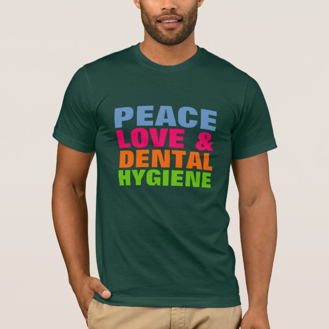 Camiseta Amor da paz & higiene dental (Frente)