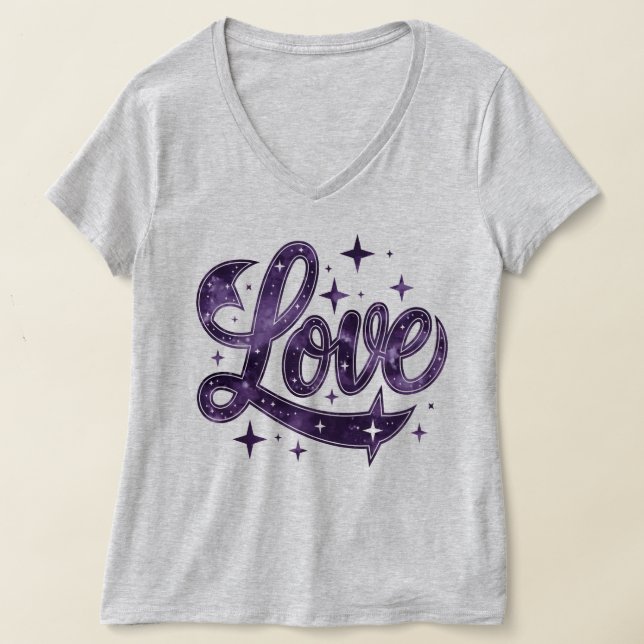 Camiseta Amor das mulheres roxas (Postura )
