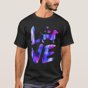 Camiseta Amor Daschund Doxie Weiner Watercolor Blue Cog Mãe