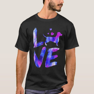 Camiseta Amor Daschund Doxie Weiner Watercolor Blue Cog Mãe