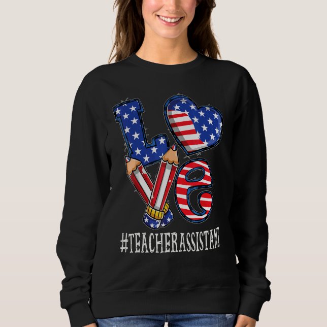 Camiseta Amor de Assistente de Professor Bandeira dos EUA F (Frente)