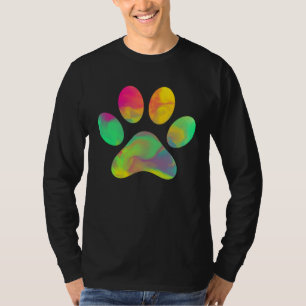Camiseta Amor de Cachorro Estampa de Pata de Animal Tie Dye