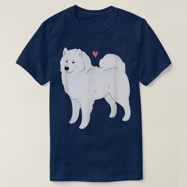 Camiseta Amor De Cachorro Samoyed Bonito (Frente do Design)