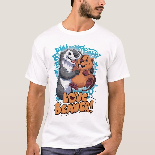 Camiseta Amor de castor totalmente adorável: estilo anime (Frente)