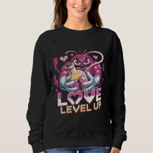 Camiseta Amor de Gamer Arte Pixel Retro Robô Rosa com Coraç