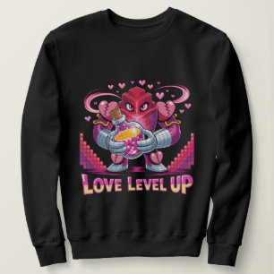Camiseta Amor de Gamer Retro Voxel Robô Rosa com Poção do C