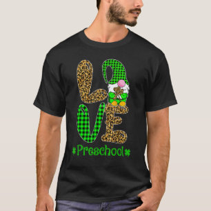 Camiseta Amor de Gnome Irlandês Professora Pré-Escolar Leop