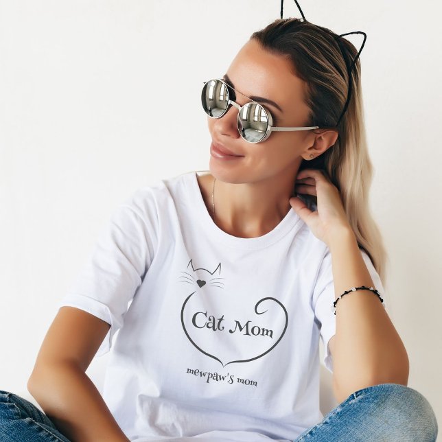 Camiseta Amor de Mãe Gata Forma e Cinza Roteiro Simples (Criador carregado)