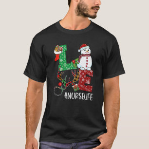 Camiseta Amor de Natal Enfermeira Vida Rena Estetoscópio Co