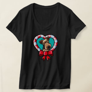 Camiseta Amor de Natal KiniArt Airedale