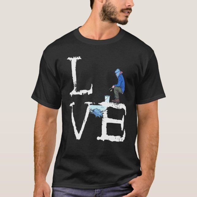 Camiseta Amor de Pesca no Gelo Buraco de Gelo Pescadores de (Frente)