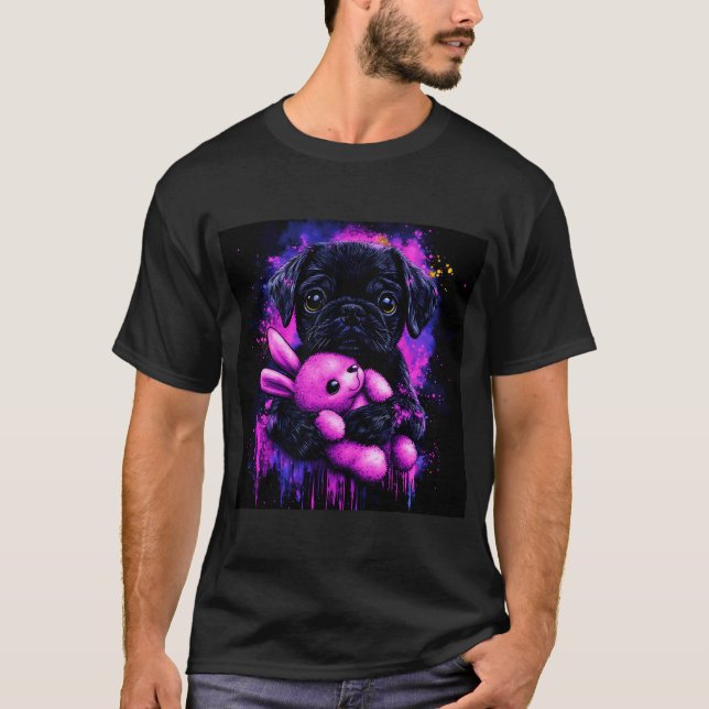 Camiseta Amor de Pug Preto Fofinho (Frente)