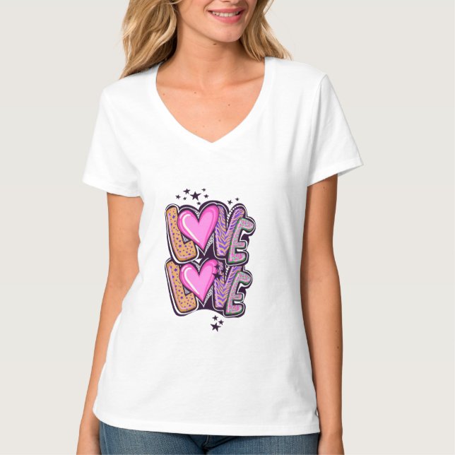 Camiseta "Amor" Decorativa - Na moda e Feliz (Frente)
