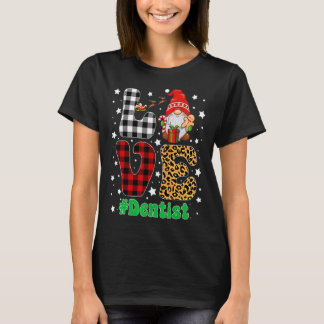 Camiseta Amor Dentista Gnomo Xadrez Leopardo Natal Xmas Pa