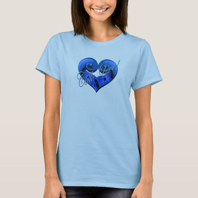 Camiseta Amor do violoncelo - azul vibrante (Frente)