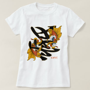 Camiseta Amor dos peixes de Koi do Kanji