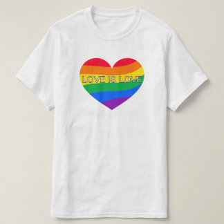 Camiseta Amor é Amarelo Coração Arco-Íris LGBTQ+ Orgulho T-