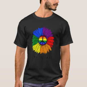 Camiseta Amor É Amor Arco-Íris Girassol Lgbb Gay Lésbica Pr