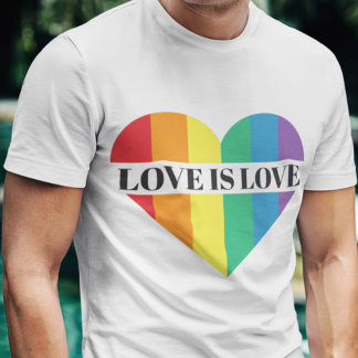 Camiseta Amor é amor coração arco-íris Orgulho LGBTQ T-Shir