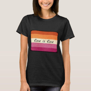 Camiseta Amor é Amor, LGBTQ+ Lésbicas Cores de Bandeira T