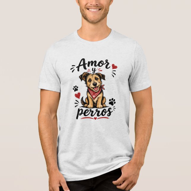 Camiseta Amor e Cães Design Divertido para Amantes de Cães (Frente)