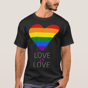 Camiseta Amor é coração de amor em cores arco-íris LGBT