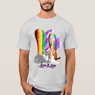 Camiseta Amor é Gato e Cachorro - LGBTQ+ Proprietário de Pe