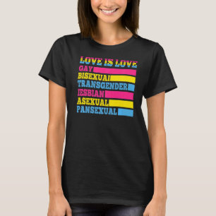 Camiseta Amor é Gay Transgênero Pans Asexuais