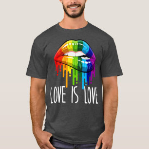 Camiseta Amor é Lábios Arco-Íris LGBT Gay orgulho lésbico