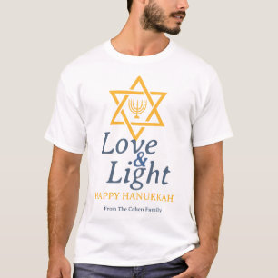Camiseta Amor e Luz Família simples de Hanukkah