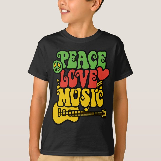 Camiseta Amor e música da paz de Rasta (Frente)