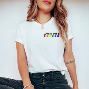 Camiseta Amor é Orgulho Minimalista Arco-Íris