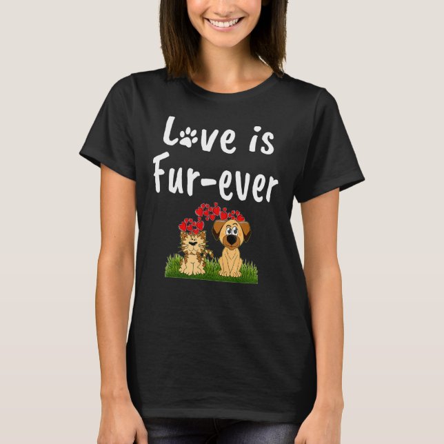Camiseta Amor É Pele De Gato E Cão Adopti (Frente)