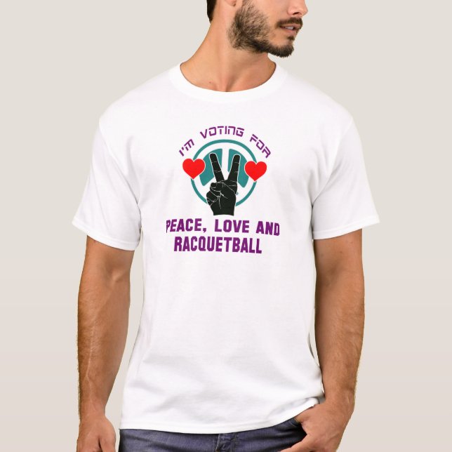 Camiseta Amor e Racquetball. da paz (Frente)
