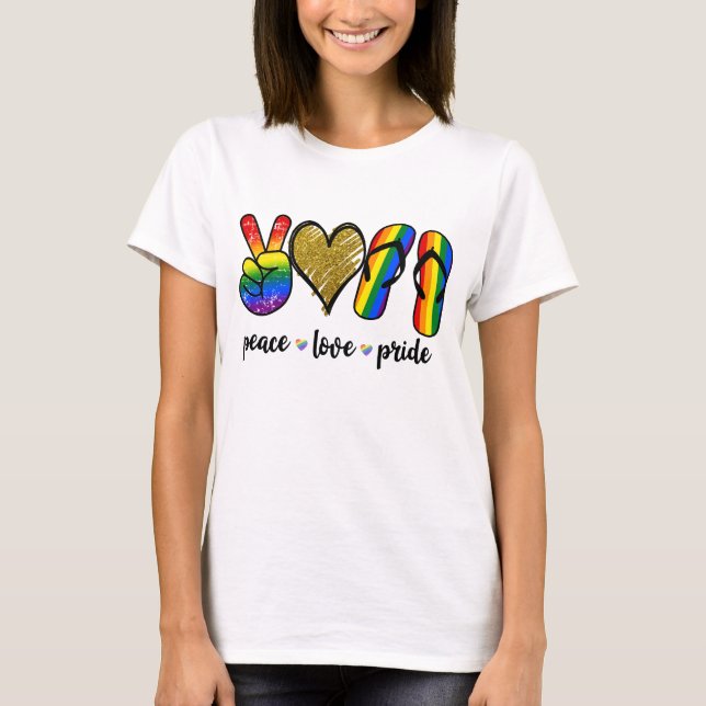 CAMISETA AMOR E SUPORTE LGBTQ PRIDE RAINBOW (Frente)