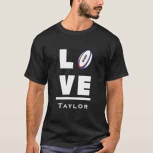 Camiseta Amor E Viva Rugby Fã De Esportes Nome Personalizad