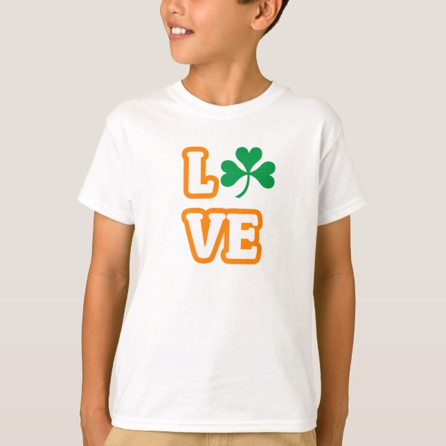 Camiseta "AMOR" (EDIÇÃO DE SAINT PATRICK) Crianças (Frente)