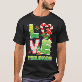 Camiseta Amor Educação Física Chapéu de Natal Estudante