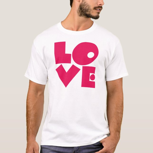 Camiseta AMOR em letras cor-de-rosa grandes (Frente)