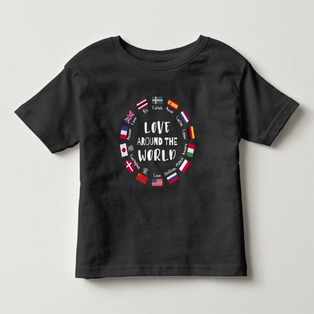 Camiseta Amor em todo o mundo Idiomas  (Frente)
