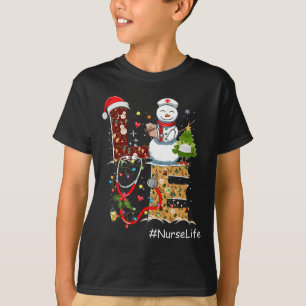 Camiseta Amor Enfermeira Vida Boneco de Neve Natal Para Enf