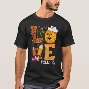 Camiseta Amor Enfermeira Vida Pumpkin Leopard Halloween Cma