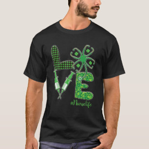 Camiseta Amor Enfermeira Vida Shamrock Stethoscope Enfermei