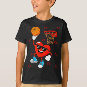Camiseta Amor Engraçado Basquete Coração Forma Feliz Dia do